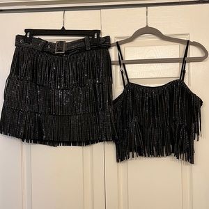Black fringe sparkle set size Large